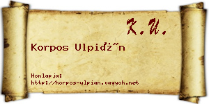 Korpos Ulpián névjegykártya
